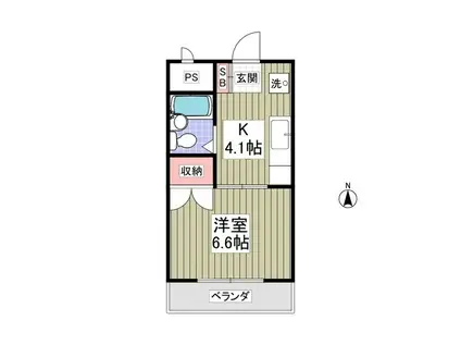 クーノス北坂戸(1K/2階)の間取り写真
