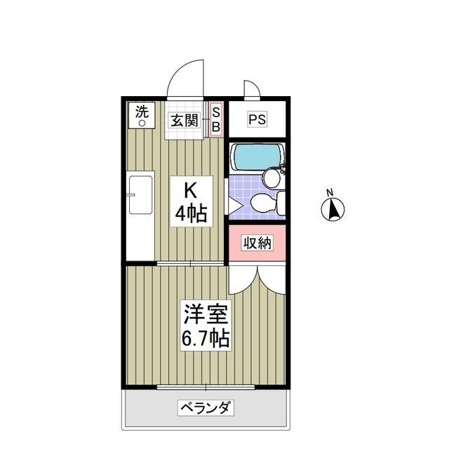 クーノス北坂戸(1K/4階)の間取り写真
