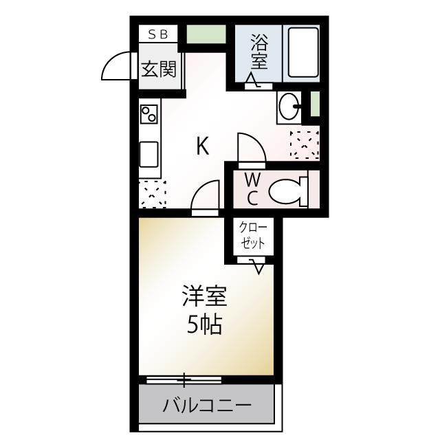 MQUARTO坂戸(1K/2階)の間取り写真