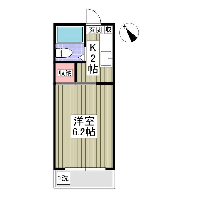 仲町パークプラザ(1K/4階)の間取り写真