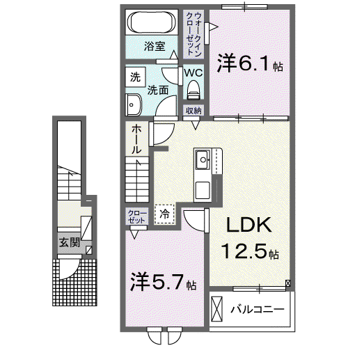アリビオ(2LDK/2階)の間取り写真