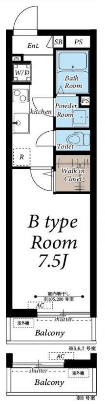 ヴィラ坂戸(1K/3階)の間取り写真
