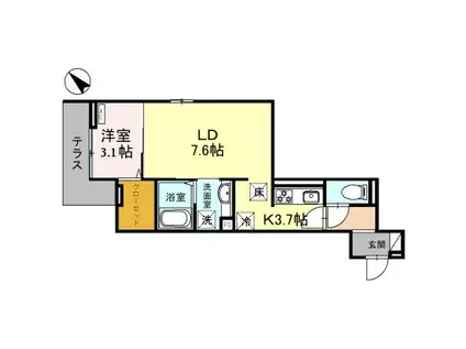 D-ROOM東田町PJ(1LDK/1階)の間取り写真