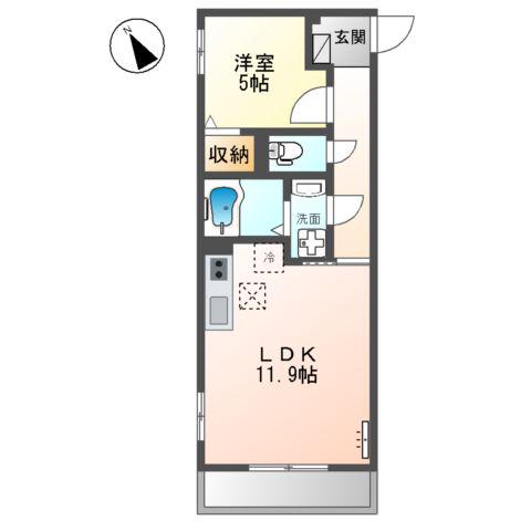 スレッド (1LDK/1階)の間取り写真