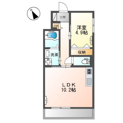 スレッド (1LDK/2階)の間取り写真