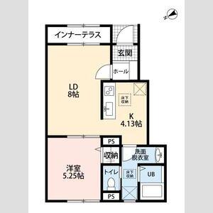 リーブルファイン坂戸末広町(1LDK/1階)の間取り写真