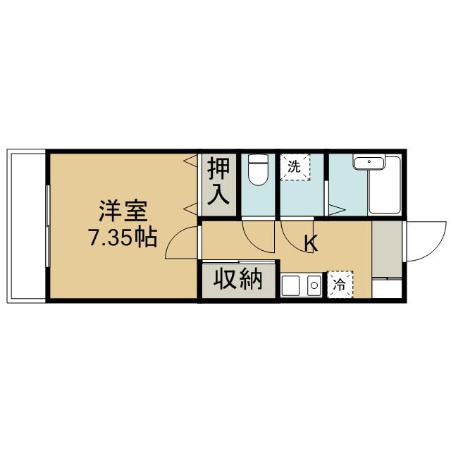 シャルム2(1K/1階)の間取り写真