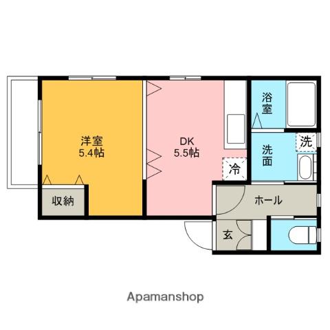 ハミングJOY(1DK/2階)の間取り写真