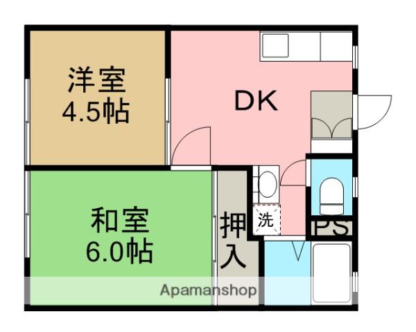 サンシティ新井(2DK/1階)の間取り写真
