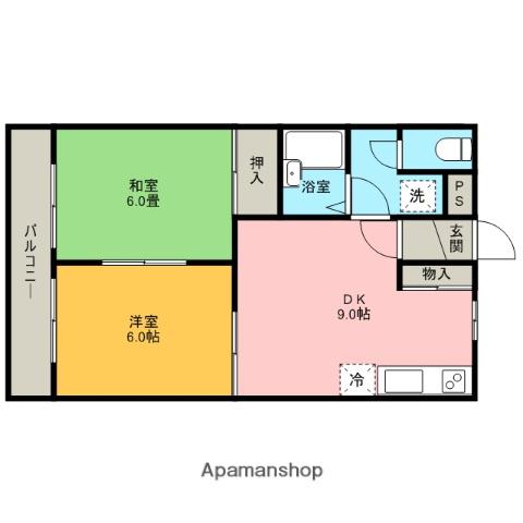 千成マンション(2DK/1階)の間取り写真