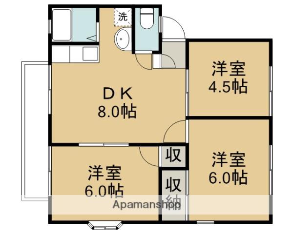グラスフィールド川鶴D棟(3DK/1階)の間取り写真