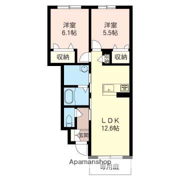 カーサレジオ上戸C(2LDK/1階)の間取り写真