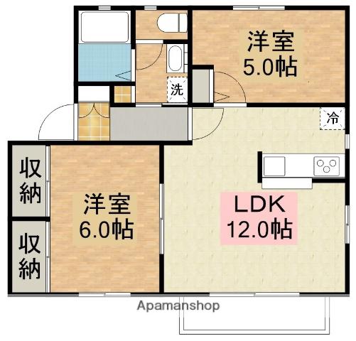 ノーブルシャトー2番館(2LDK/1階)の間取り写真