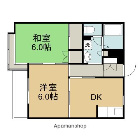 ハイツ丸川(2DK/1階)の間取り写真