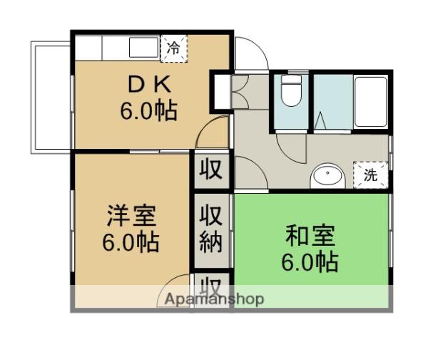 アーバンヒル川鶴A棟(2DK/2階)の間取り写真
