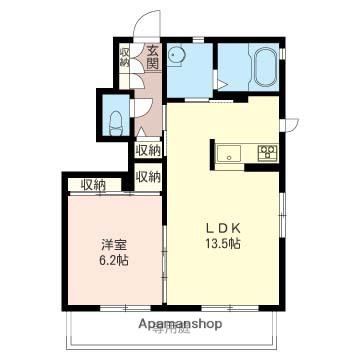 ラ・シャンブル・クレールA(1LDK/1階)の間取り写真