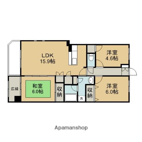 ウィングタワーズ(3LDK/4階)の間取り写真