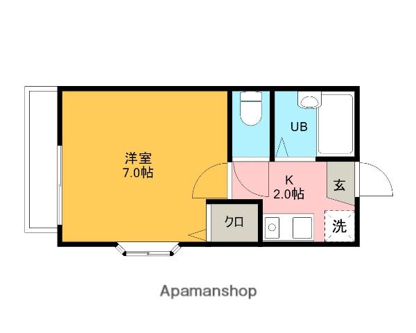 コーポ二本杉B棟(1K/2階)の間取り写真