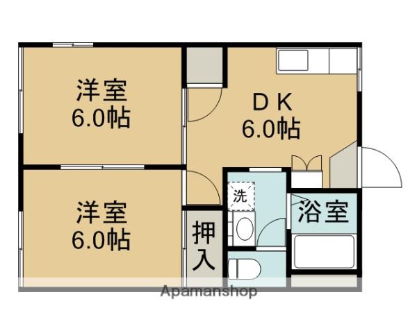 サングリーンⅡ棟(2DK/1階)の間取り写真