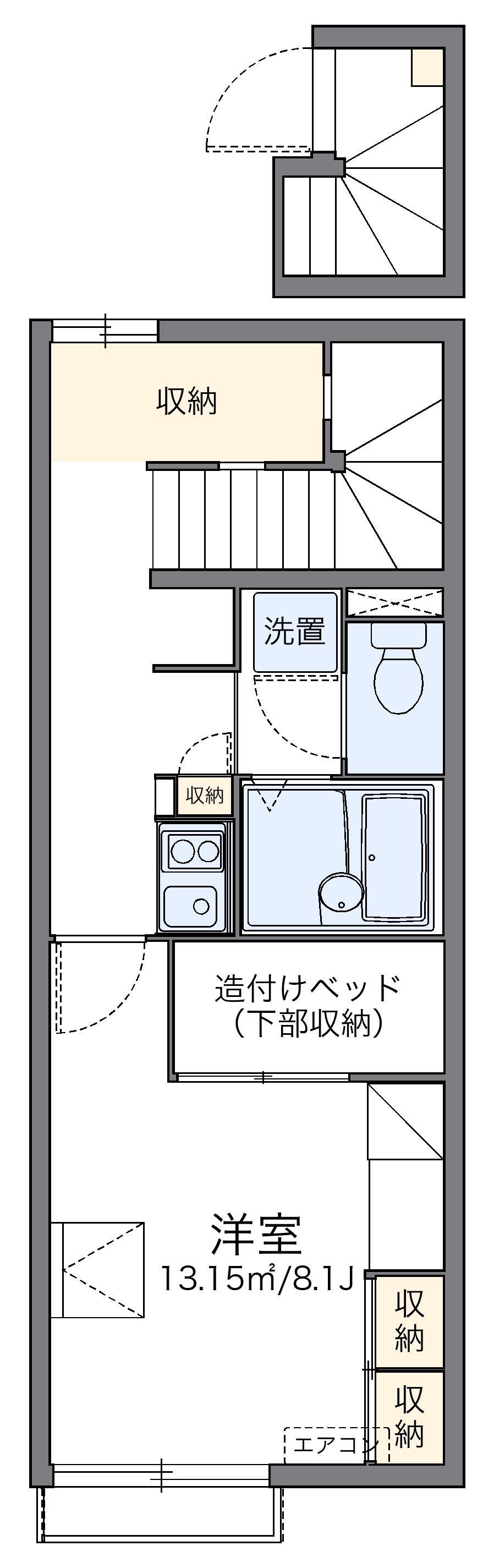 レオパレスフロラシオン Ⅲ(1K/2階)の間取り写真