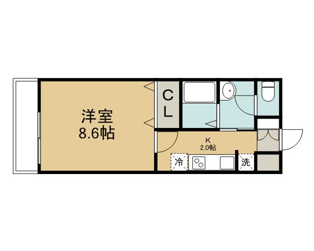 ビリーブⅠ(1K/1階)の間取り写真