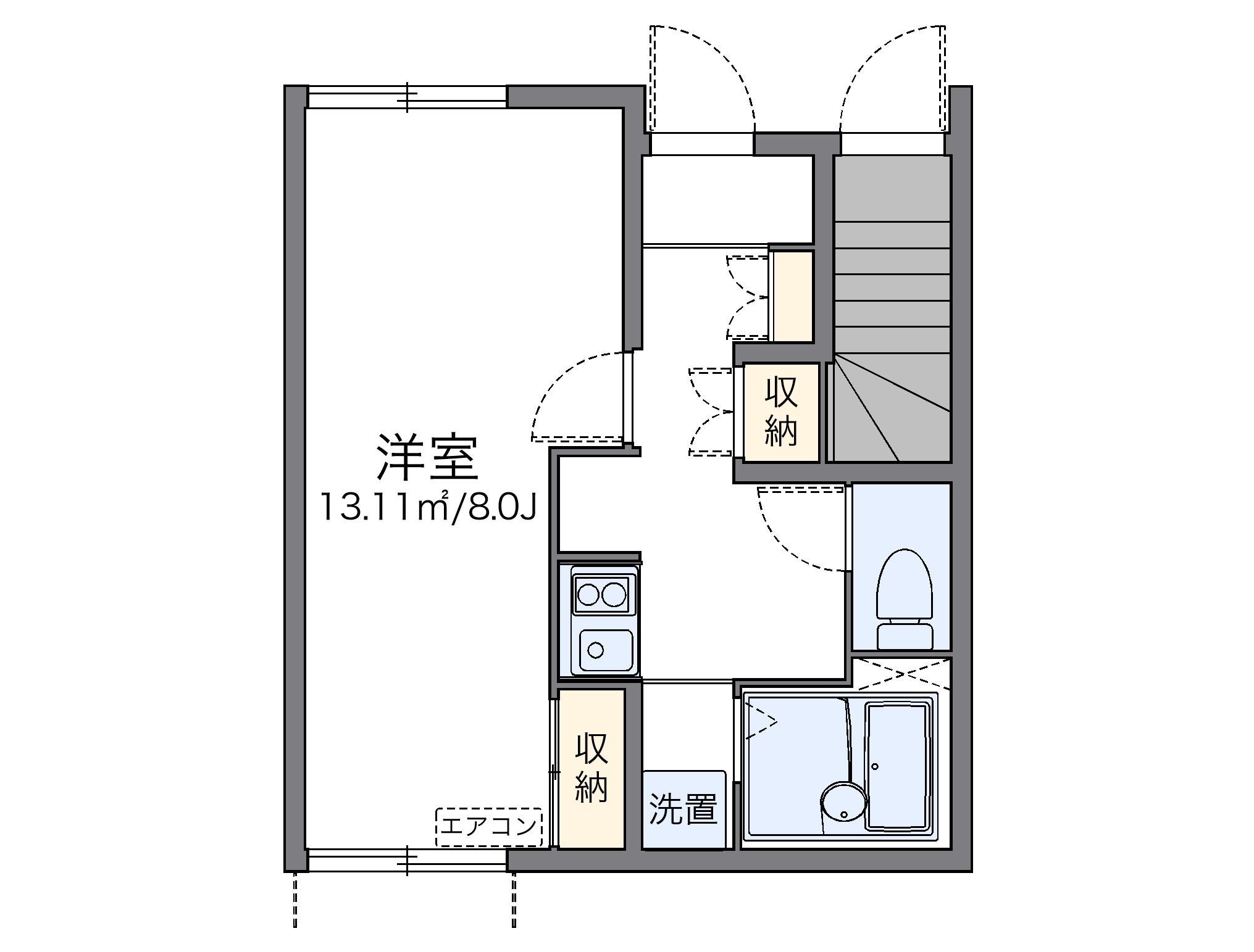 レオネクストあけぼの(1K/1階)の間取り写真
