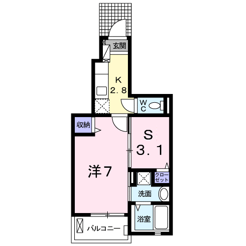 ポスト・プリート(1K/1階)の間取り写真