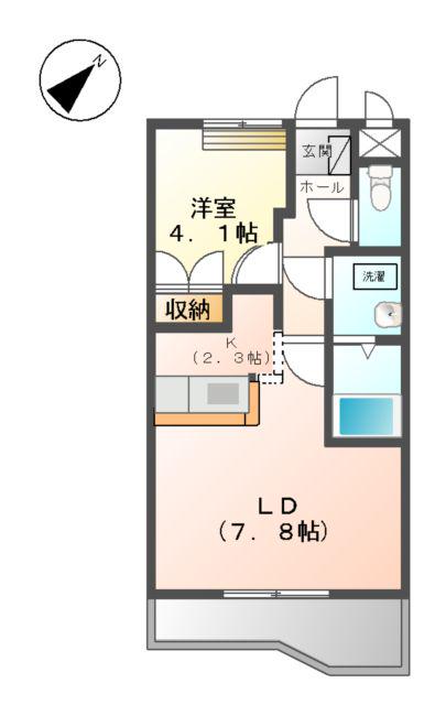 グリーンハイムB(1LDK/1階)の間取り写真