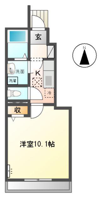 アローナ(1K/1階)の間取り写真