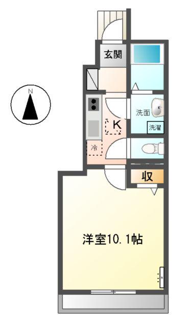 アローナ(1K/1階)の間取り写真