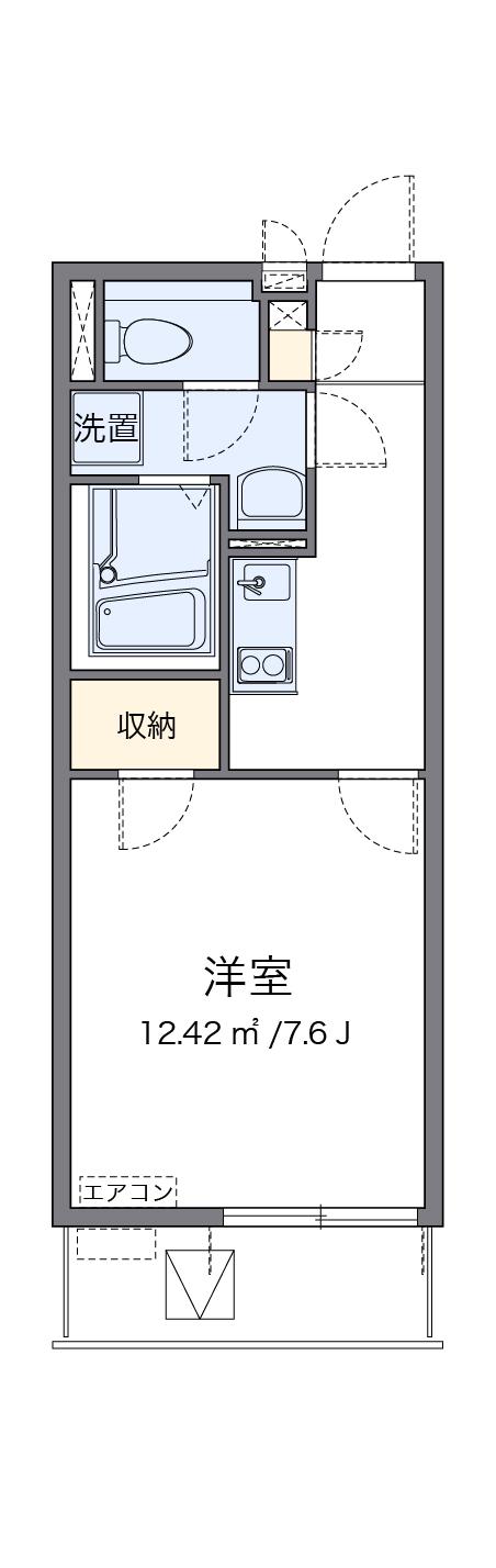 クレイノサンライズⅢ(1K/2階)の間取り写真