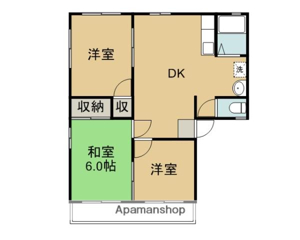 パナハイツ中島(3DK/2階)の間取り写真