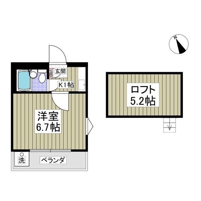 クリアス北坂戸D 旧レモンハウス北坂戸D(1K/2階)の間取り写真