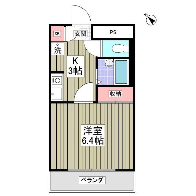 サンライズ水村(1K/1階)の間取り写真