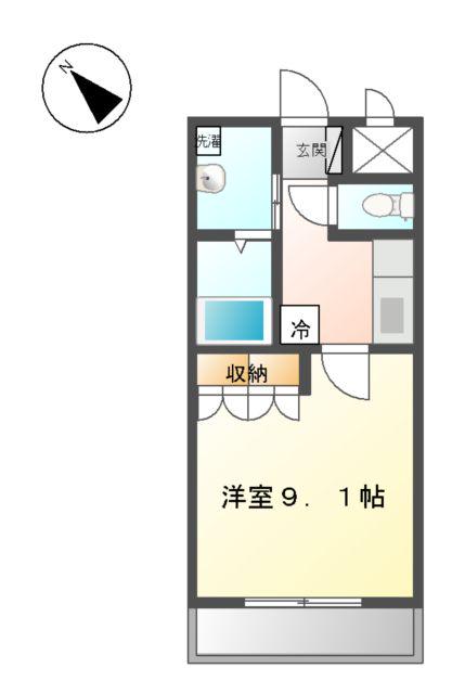 グランドイースト2(1K/2階)の間取り写真