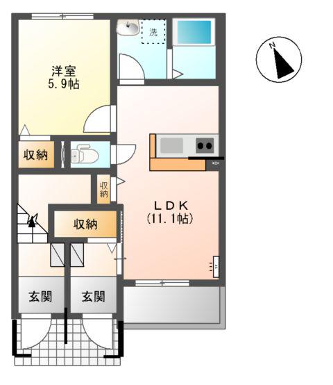 オーヴィラージュ(1LDK/1階)の間取り写真