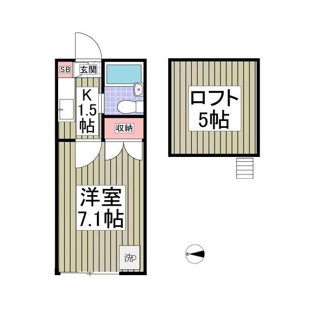 アザレア(1K/1階)の間取り写真