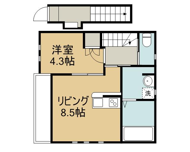 クローバー(1LDK/2階)の間取り写真
