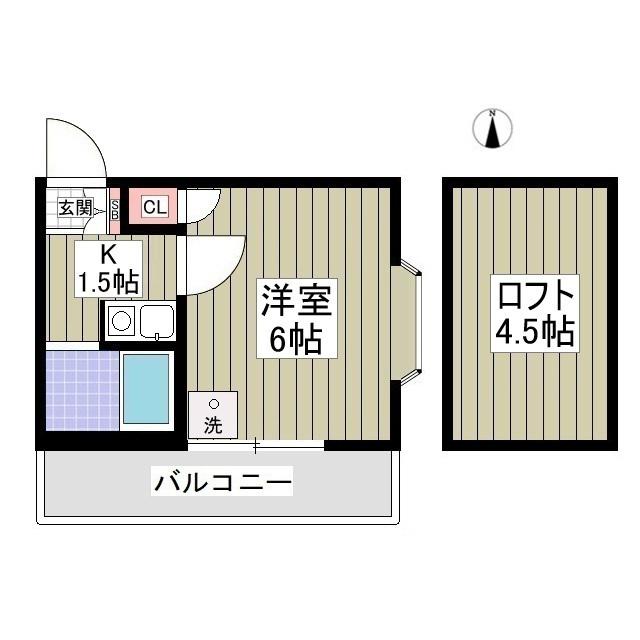 ブラウン第2(1K/1階)の間取り写真