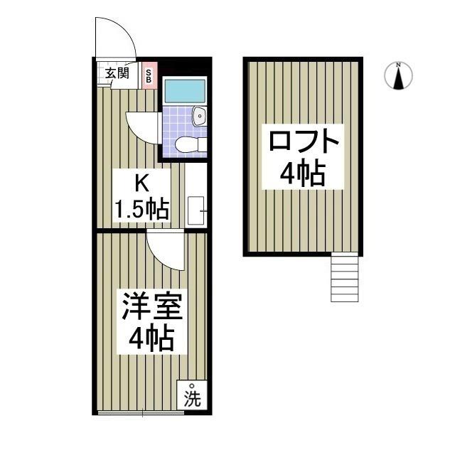 リコリス B(1K/1階)の間取り写真