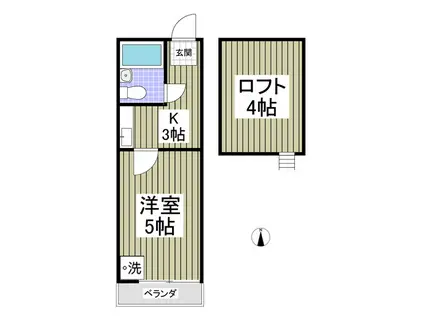 東武鉄道東上線 高坂駅 徒歩10分 2階建 築33年(1K/2階)の間取り写真