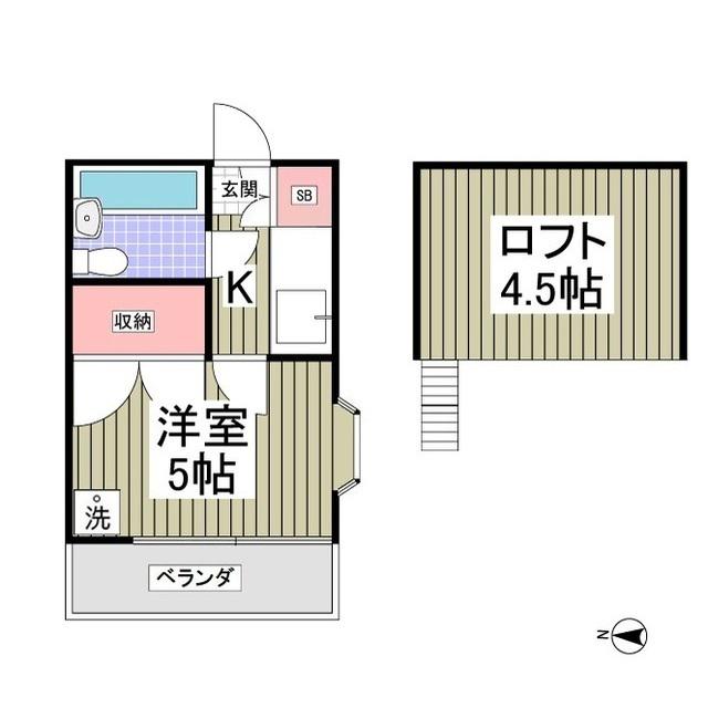 トレニア(1K/2階)の間取り写真