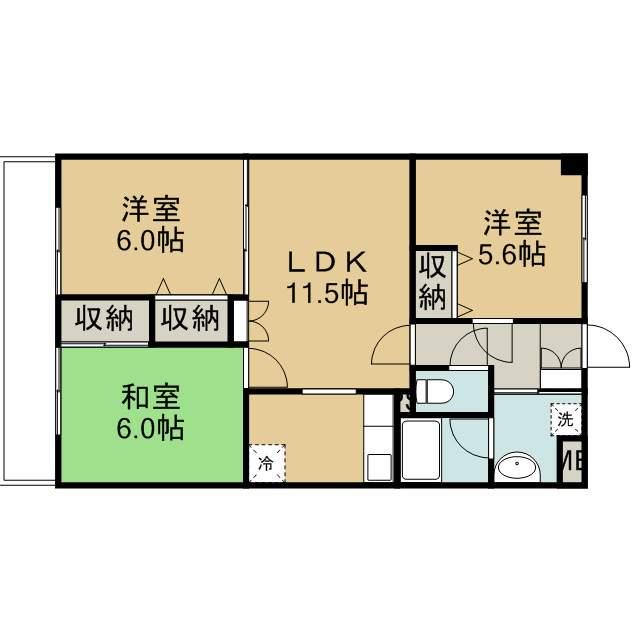 ガーデンスクエア北坂戸(3LDK/1階)の間取り写真