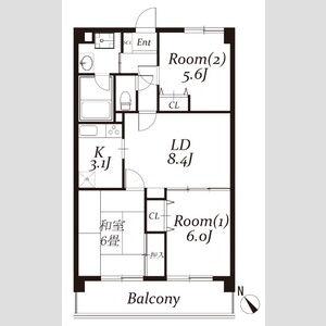 ガーデンスクエア北坂戸(3LDK/2階)の間取り写真