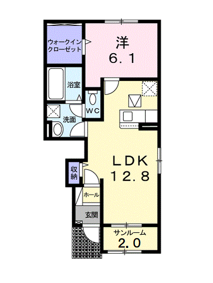 グランデカーサ O(1LDK/1階)の間取り写真