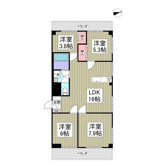 ロワール坂戸(4LDK/2階)の間取り写真