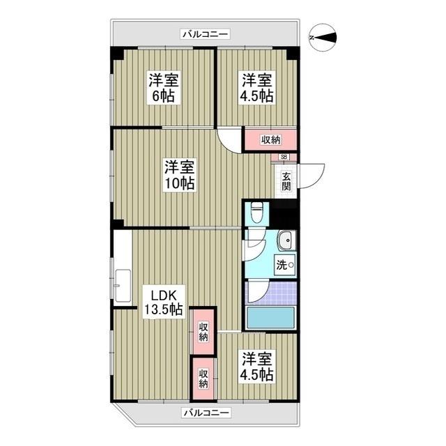 ロワール坂戸(4LDK/4階)の間取り写真