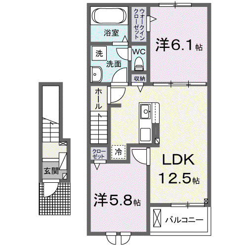 ユニゾン KⅠ(2LDK/2階)の間取り写真