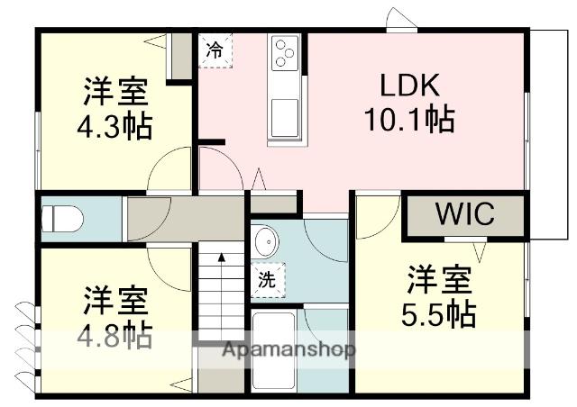 YOURMAISON峰Ⅰ(3LDK/2階)の間取り写真