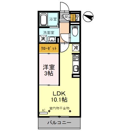 スリール ドゥ(1LDK/3階)の間取り写真